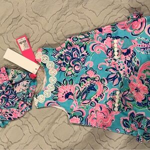 Colorful Floral Dress with Matching diaper bloomer